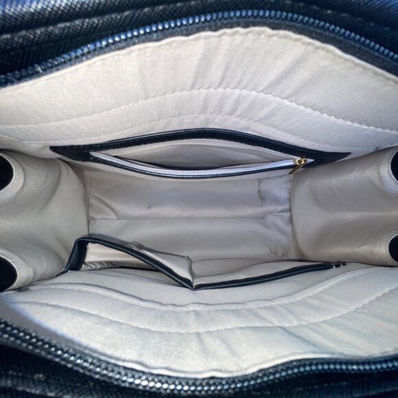 Dasein  Navy Blue Floral Faux Leather Tote Bag with matching wallet - Picture 6 of 16